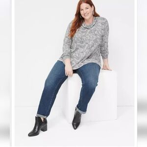 Lane Bryant Cowl Neck Paisley Knit Top Plus Size 22/24